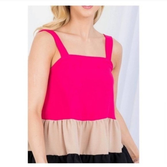 🧡6/$25🧡COLOR BLOCK TIERED TOP/BLOUSE-NEW - Picture 4 of 7